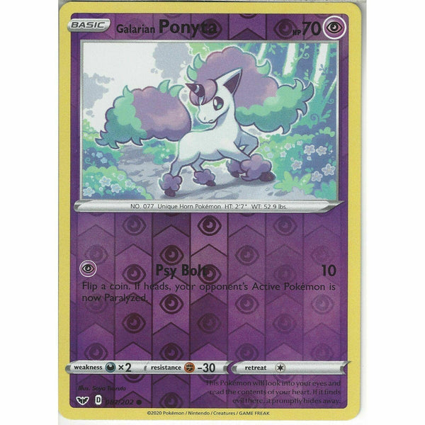 081/202 Galarian Ponyta Common Reverse Holo Card Pokemon Sword &amp;amp; Shield Base Set - Recaptured LTD
