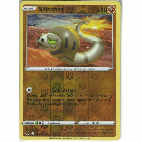 107/202 Silicobra Common Reverse Holo Card Pokemon TCG Sword &amp;amp; Shield (Base Set) - Recaptured LTD