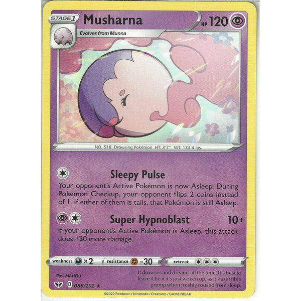 088/202 Musharna | Rare Card | Pokemon TCG Sword and Shield (Base Set) S&amp;amp;S - Recaptured LTD