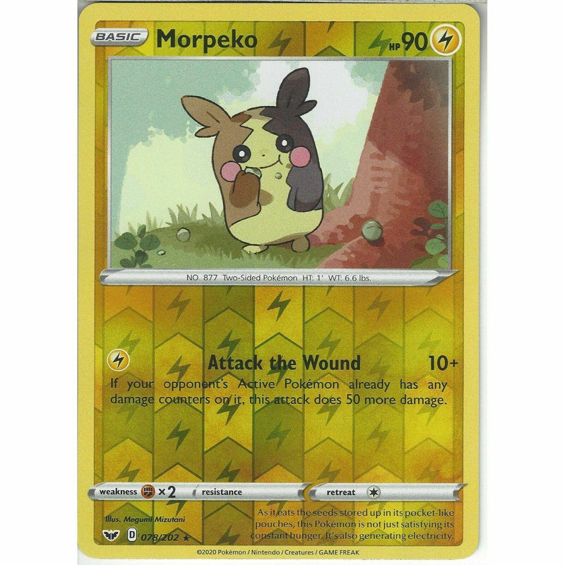 078/202 Morpeko | Rare Reverse Holo Card Pokemon TCG Sword and Shield - Recaptured LTD 078/202 Morpeko | Rare Reverse Holo Card Pokemon TCG Sword and Shield - Recaptured LTD