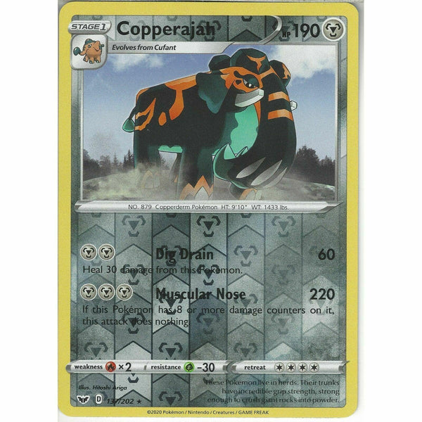 137/202 Copperajah | Rare Reverse Holo Card Pokemon TCG Sword &amp;amp; Shield Base Set - Recaptured LTD