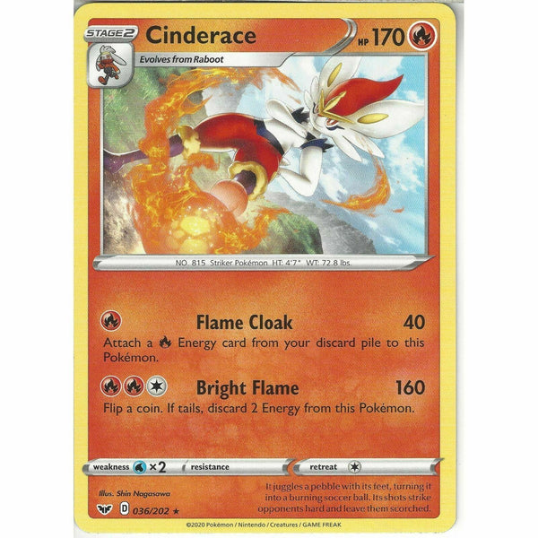 036/202 Cinderace | Rare Card | Pokemon TCG Sword and Shield (Base Set) S&amp;amp;S - Recaptured LTD