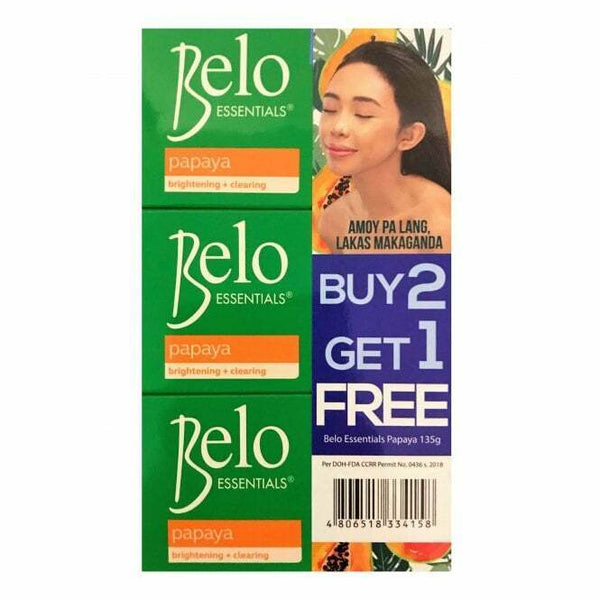 Belo Essentials Belo Essentials Papaya Brightening + Clearing Soap 135g x 2 + 1