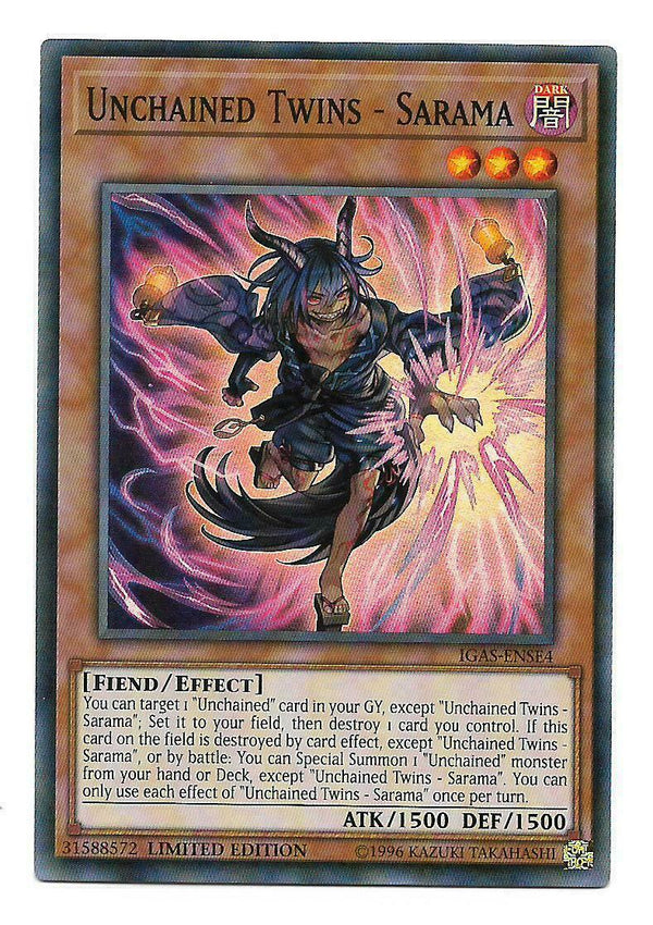 YUGIOH - Unchained Twins - Sarama - (Super Rare - Ltd Ed - IGAS-ENSE4) - NEW