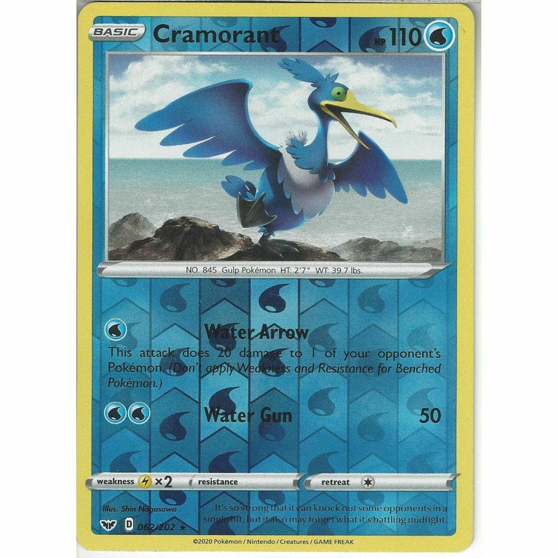 062/202 Cramorant | Rare Reverse Holo Card | Pokemon Sword and Shield - Recaptured LTD 062/202 Cramorant | Rare Reverse Holo Card | Pokemon Sword and Shield - Recaptured LTD