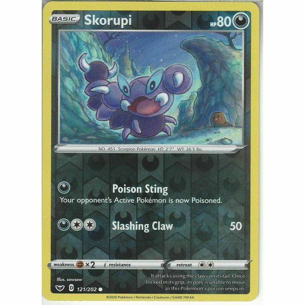 121/202 Skorupi | Common Reverse Holo Card Pokemon TCG Sword &amp;amp; Shield (Base Set) - Recaptured LTD