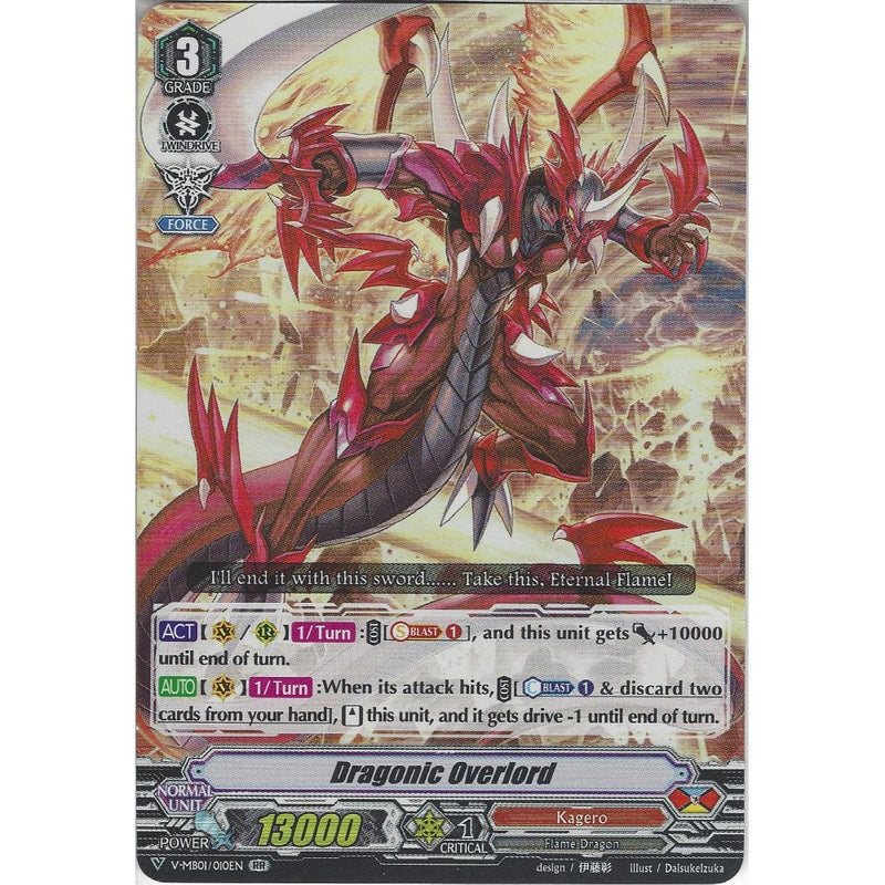 Cardfight Vanguard Dragonic Overlord - V-MB01/010EN RR - Double Rare C - Recaptured LTD Cardfight Vanguard Dragonic Overlord - V-MB01/010EN RR - Double Rare C - Recaptured LTD