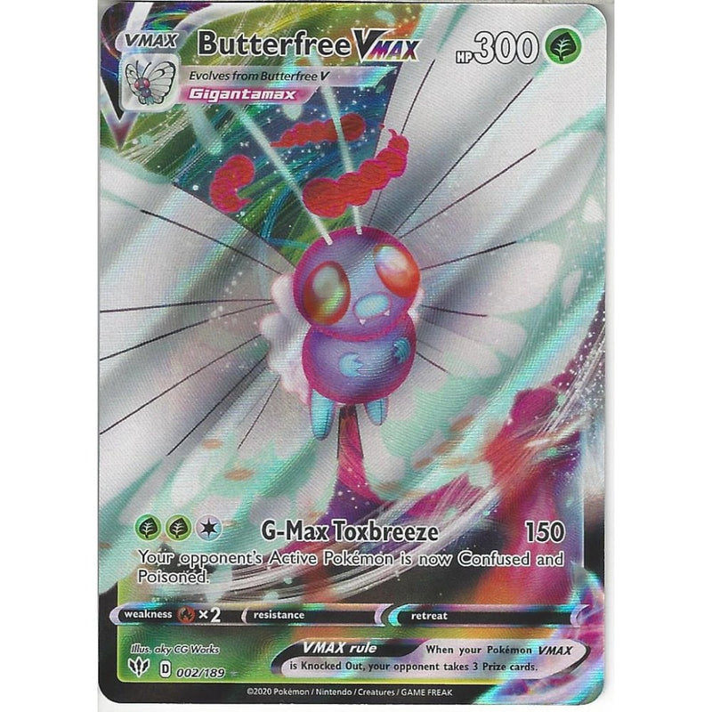 002/189 Butterfree VMAX | Rare Ultra Card | SWSH-03 Darkness Ablaze - Recaptured LTD 002/189 Butterfree VMAX | Rare Ultra Card | SWSH-03 Darkness Ablaze - Recaptured LTD