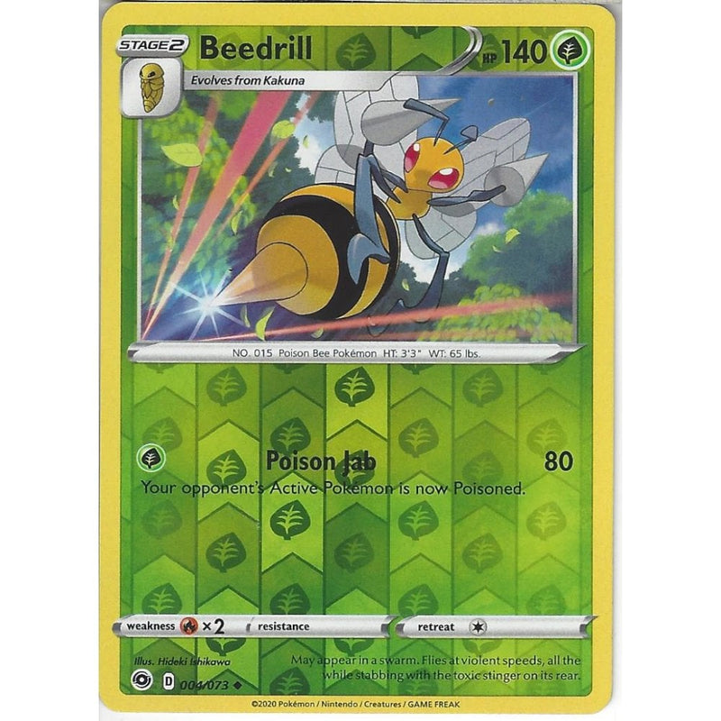 004/073 Beedrill | Uncommon Reverse Holo Card | SWSH3.5 Champion's Pat - Recaptured LTD 004/073 Beedrill | Uncommon Reverse Holo Card | SWSH3.5 Champion's Pat - Recaptured LTD