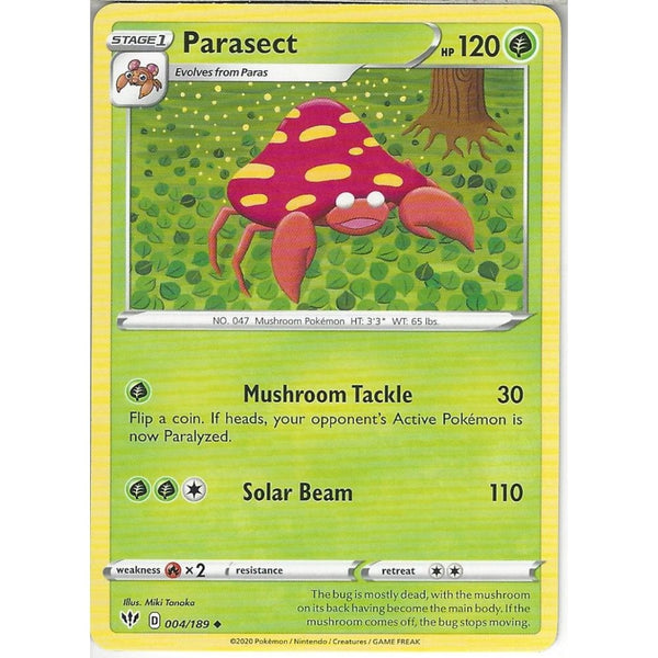 Pokemon Trading Card Game 004/189 Parasect | Uncommon Card | SWSH-03 Darkness Ablaze