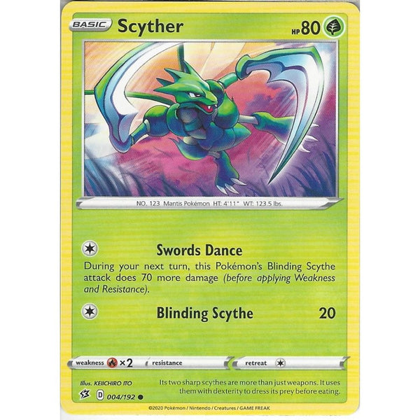 Pokemon Trading Card Game 004/192 Scyther | Common Card | Sword &amp; Shield Rebel Clash