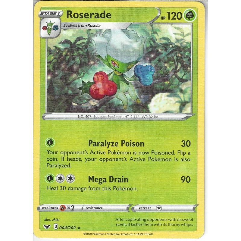 004/202 Roserade | Rare Card | Sword & Shield (Base Set) - Recaptured LTD 004/202 Roserade | Rare Card | Sword & Shield (Base Set) - Recaptured LTD