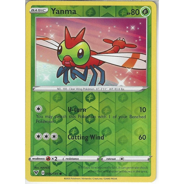 Pokemon Trading Card Game 006/185 Yanma | Common Reverse Holo Card | SWSH-04 Vivid Voltage