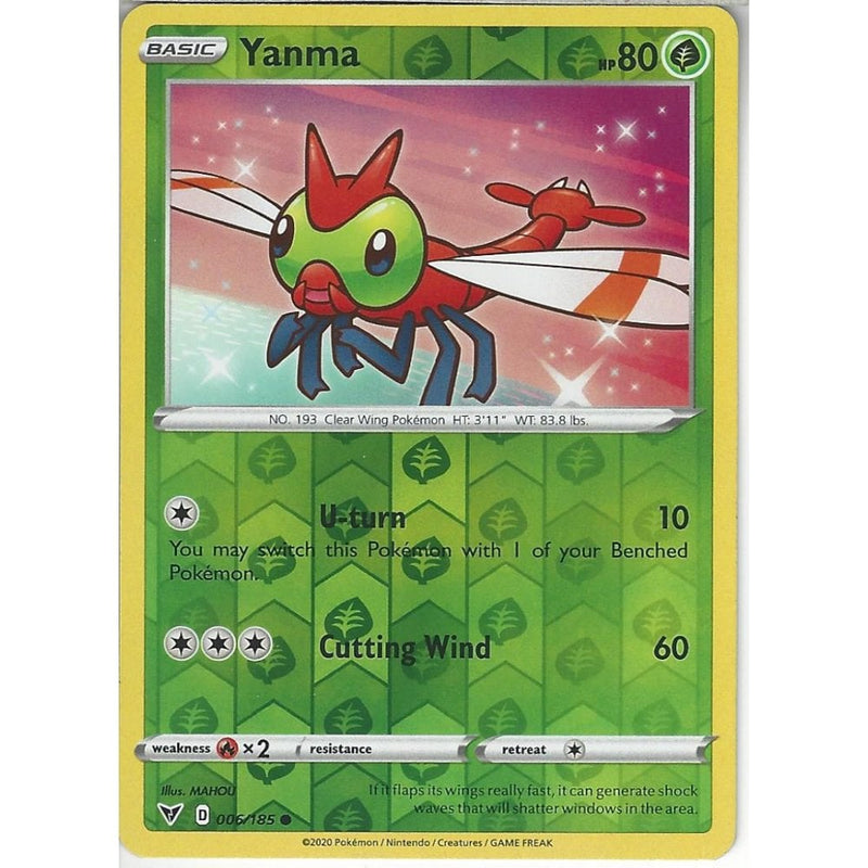 Pokemon Trading Card Game 006/185 Yanma | Common Reverse Holo Card | SWSH-04 Vivid Voltage