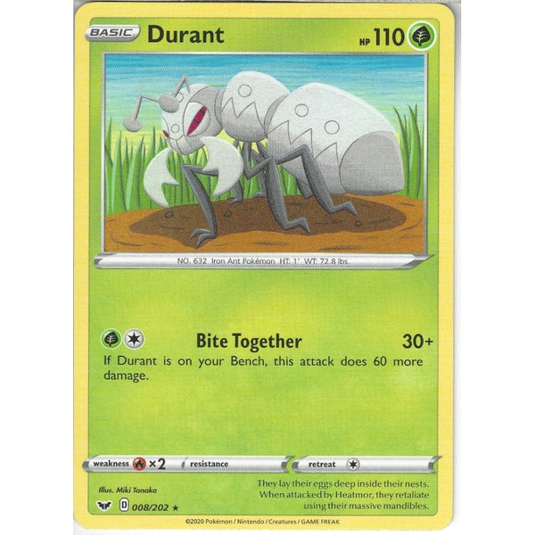 Pokemon Trading Card Game 008/202 Durant | Rare Card | Sword &amp; Shield (Base Set)