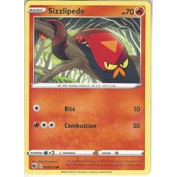 Pokemon Trading Card Game 009/073 Sizzlipede | Common Card | SWSH3.5 Champion&#039;s Path