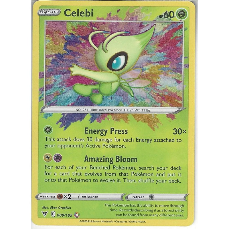 Pokemon Trading Card Game 009/185 Celebi | Amazing Rare Card | SWSH-04 Vivid Voltage