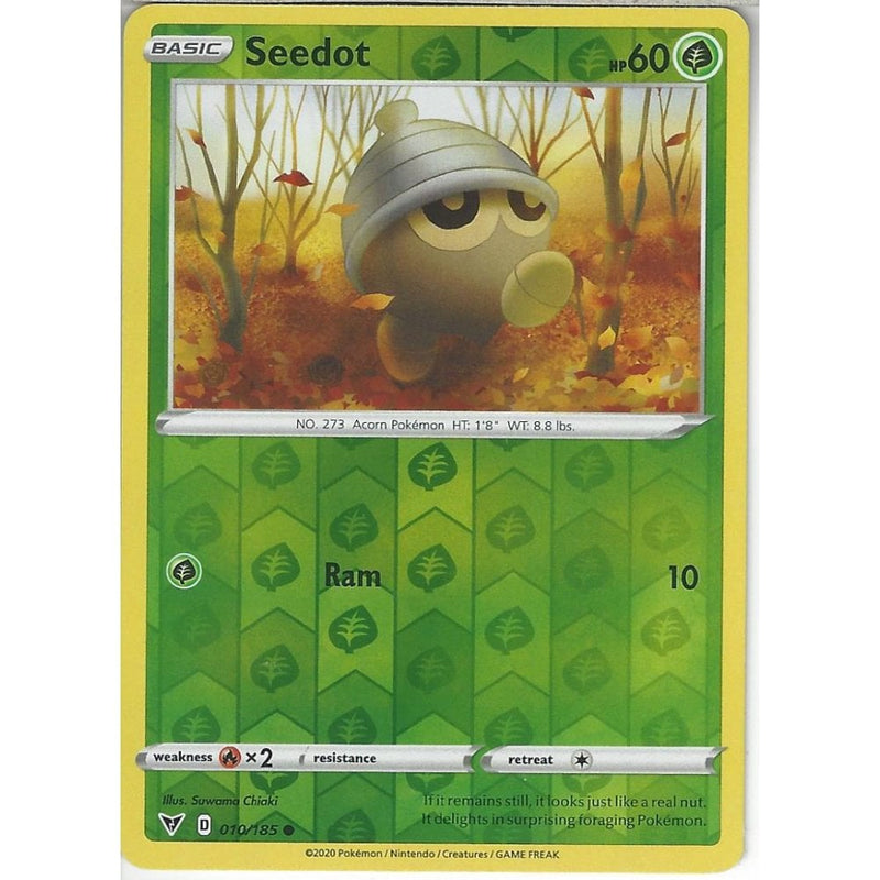 Pokemon Trading Card Game 010/185 Seedot | Common Reverse Holo Card | SWSH-04 Vivid Voltage