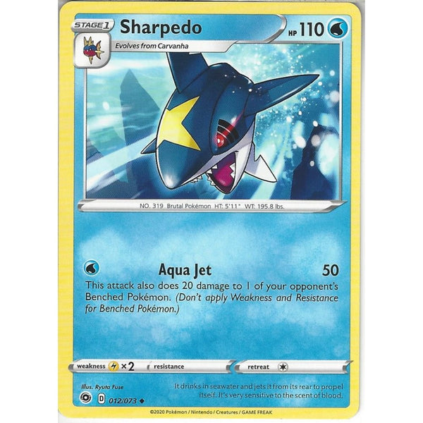 Pokemon Trading Card Game 012/073 Sharpedo | Uncommon Card | SWSH3.5 Champion&#039;s Path