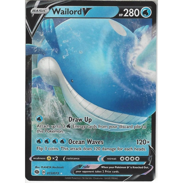 Pokemon Trading Card Game 013/073 Wailord V | Rare Holo V Card | SWSH3.5 Champion&#039;s Path