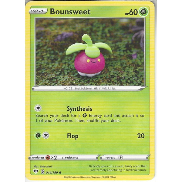 Pokemon Trading Card Game 014/189 Bounsweet | Common Card | SWSH-03 Darkness Ablaze