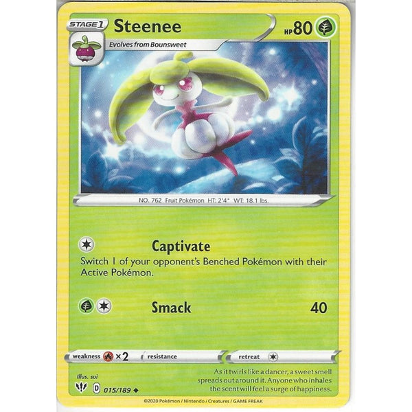 Pokemon Trading Card Game 015/189 Steenee | Uncommon Card | SWSH-03 Darkness Ablaze