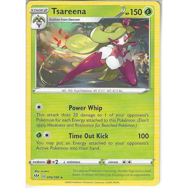 Pokemon Trading Card Game 016/189 Tsareena | Rare Card | SWSH-03 Darkness Ablaze