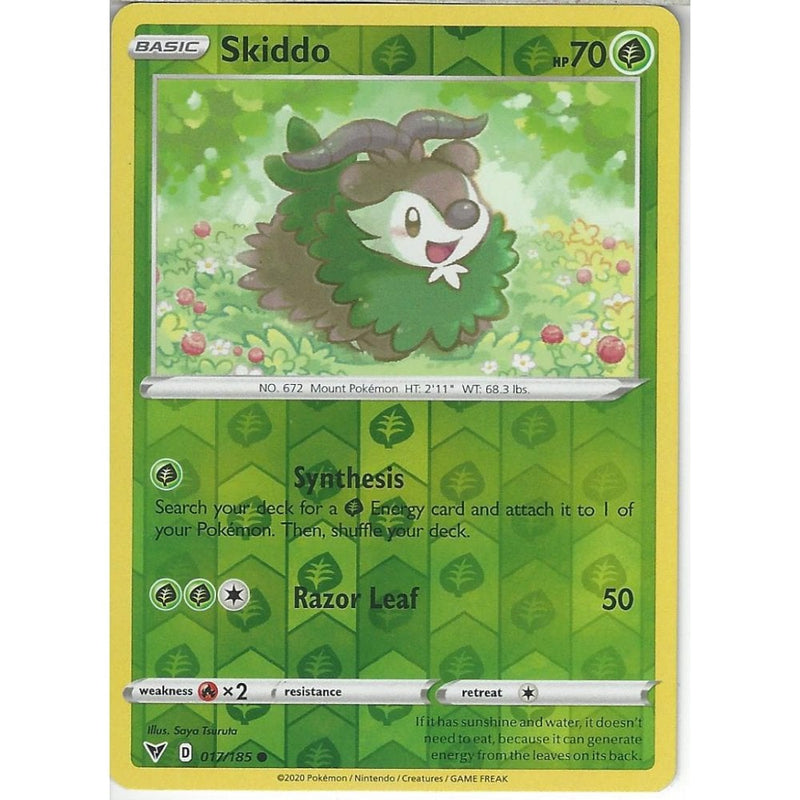 Pokemon Trading Card Game 017/185 Skiddo | Common Reverse Holo Card | SWSH-04 Vivid Voltage