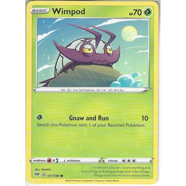Pokemon Trading Card Game 017/189 Wimpod | Common Card | SWSH-03 Darkness Ablaze