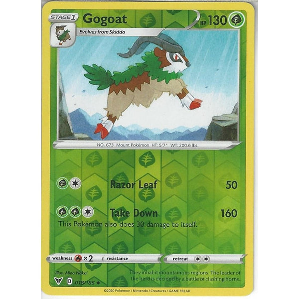 Pokemon Trading Card Game 018/185 Gogoat | Uncommon Reverse Holo Card | SWSH-04 Vivid Voltage