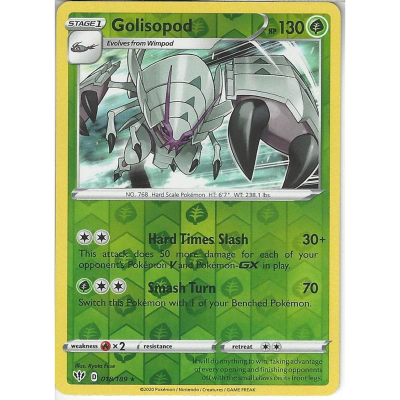 018/189 Golisopod | Rare Reverse Holo Card | SWSH-03 Darkness Ablaze - Recaptured LTD 018/189 Golisopod | Rare Reverse Holo Card | SWSH-03 Darkness Ablaze - Recaptured LTD