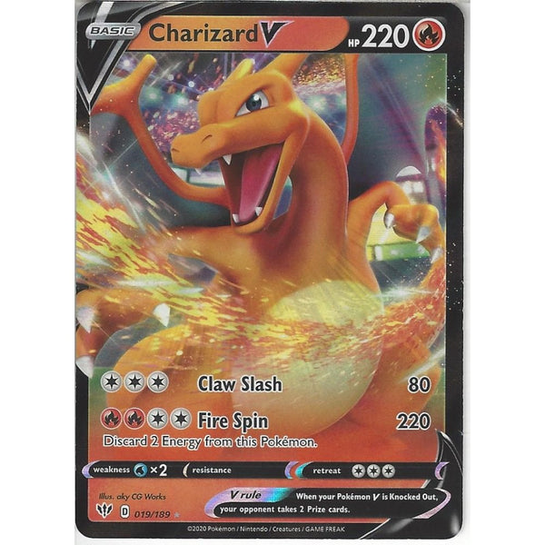 Pokemon Trading Card Game 019/189 Charizard V | Rare Holo V Card | SWSH-03 Darkness Ablaze