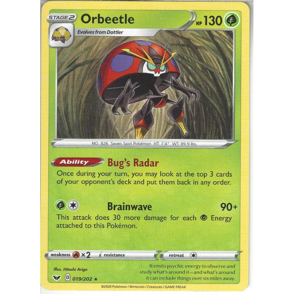 Pokemon Trading Card Game 019/202 Orbeetle | Rare Card | Sword &amp; Shield (Base Set)