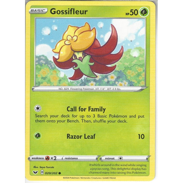 Pokemon Trading Card Game 020/202 Gossifleur | Common Card | Sword &amp; Shield (Base Set)