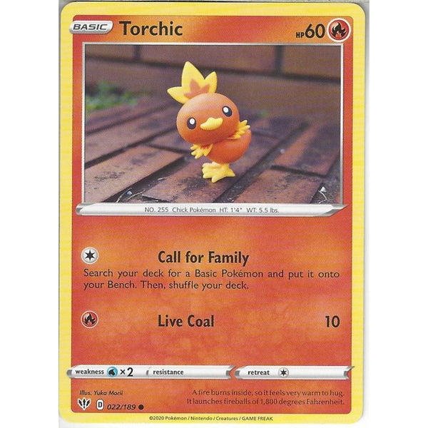 Pokemon Trading Card Game 022/189 Torchic | Common Card | SWSH-03 Darkness Ablaze