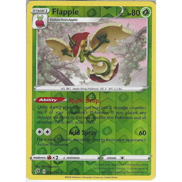Pokemon Trading Card Game 022/192 Flapple | Rare Reverse Holo Card | Sword &amp; Shield Rebel Clash