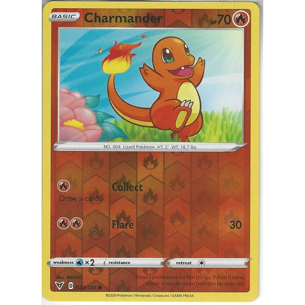 Pokemon Trading Card Game 023/185 Charmander | Common Reverse Holo Card | SWSH-04 Vivid Voltage