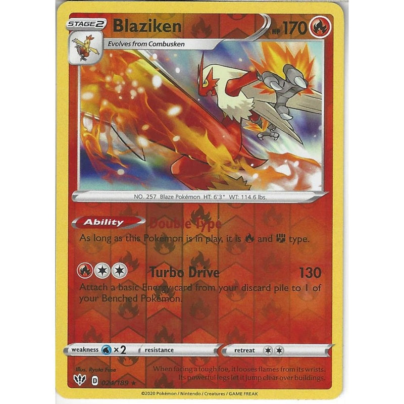 rare darkness ablaze cards 024/189 Blaziken | Rare Reverse Holo Card | SWSH-03 Darkness Ablaze