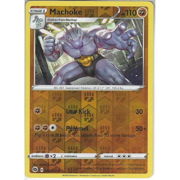 Pokemon Trading Card Game 025/073 Machoke | Uncommon Reverse Holo Card | SWSH3.5 Champion's Path