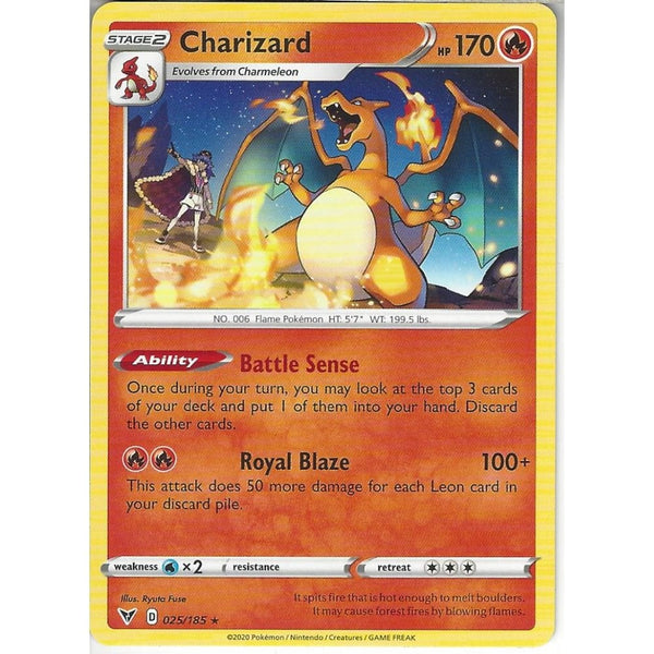 Pokemon Trading Card Game 025/185 Charizard | Rare Card | SWSH-04 Vivid Voltage