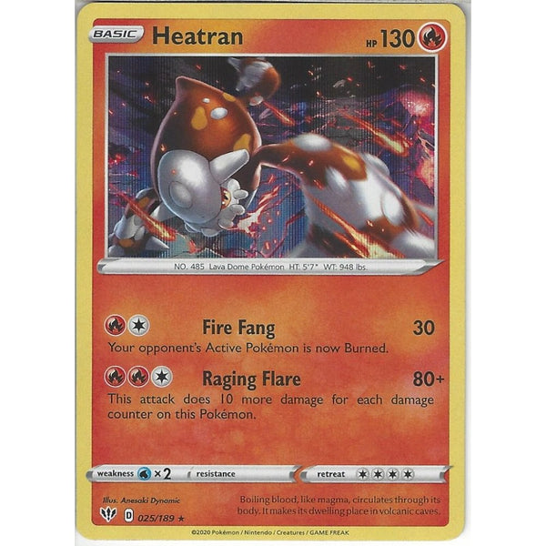 Pokemon Trading Card Game 025/189 Heatran | Rare Holo Card | SWSH-03 Darkness Ablaze