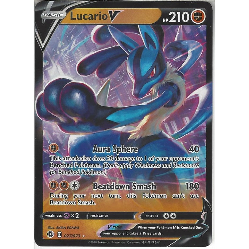 027/073 Lucario V | Rare Holo V Card | SWSH3.5 Champion's Path - Recaptured LTD 027/073 Lucario V | Rare Holo V Card | SWSH3.5 Champion's Path - Recaptured LTD