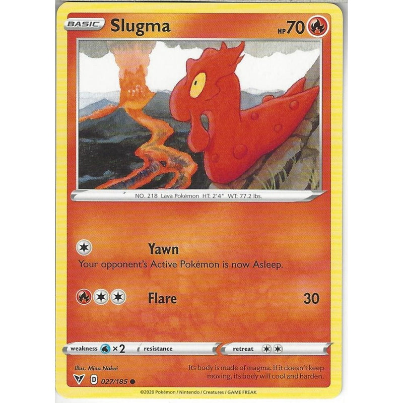 Pokemon Trading Card Game 027/185 Slugma | Common Card | SWSH-04 Vivid Voltage
