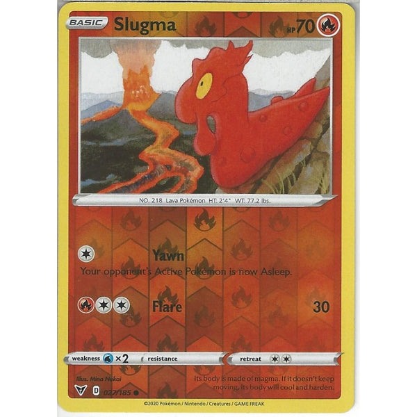 Pokemon Trading Card Game 027/185 Slugma | Common Reverse Holo Card | SWSH-04 Vivid Voltage