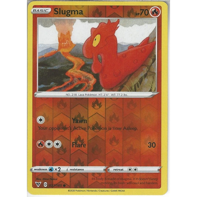Pokemon Trading Card Game 027/185 Slugma | Common Reverse Holo Card | SWSH-04 Vivid Voltage