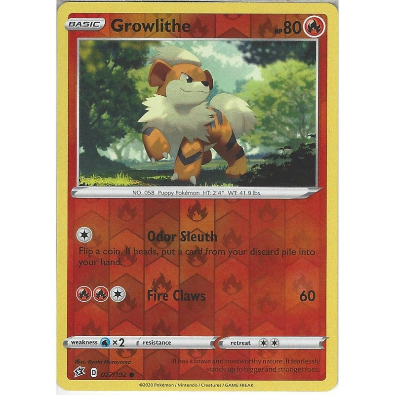 027/192 Growlithe | Common Reverse Holo Card | Sword & Shield Rebel Cl - Recaptured LTD 027/192 Growlithe | Common Reverse Holo Card | Sword & Shield Rebel Cl - Recaptured LTD