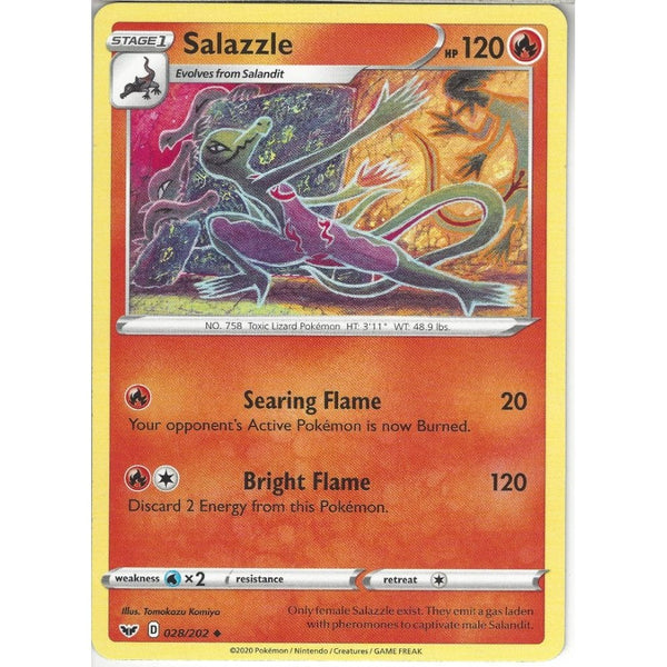 Pokemon Trading Card Game 028/202 Salazzle | Uncommon Card | Sword &amp; Shield (Base Set)