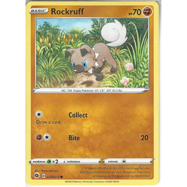 Pokemon Trading Card Game 029/073 Rockruff | Common Card | SWSH3.5 Champion's Path