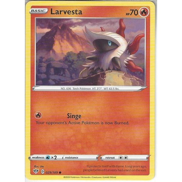Pokemon Trading Card Game 029/189 Larvesta | Common Card | SWSH-03 Darkness Ablaze
