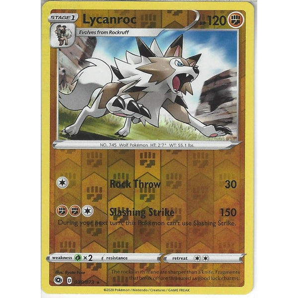 Pokemon Trading Card Game 030/073 Lycanroc | Rare Reverse Holo Card | SWSH3.5 Champion's Path